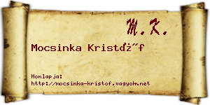Mocsinka Kristóf névjegykártya